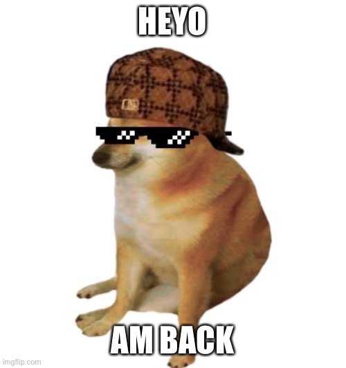 Epic cheems. | HEYO; AM BACK | image tagged in epic cheems | made w/ Imgflip meme maker