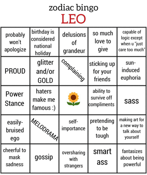 Leo bingo Blank Meme Template