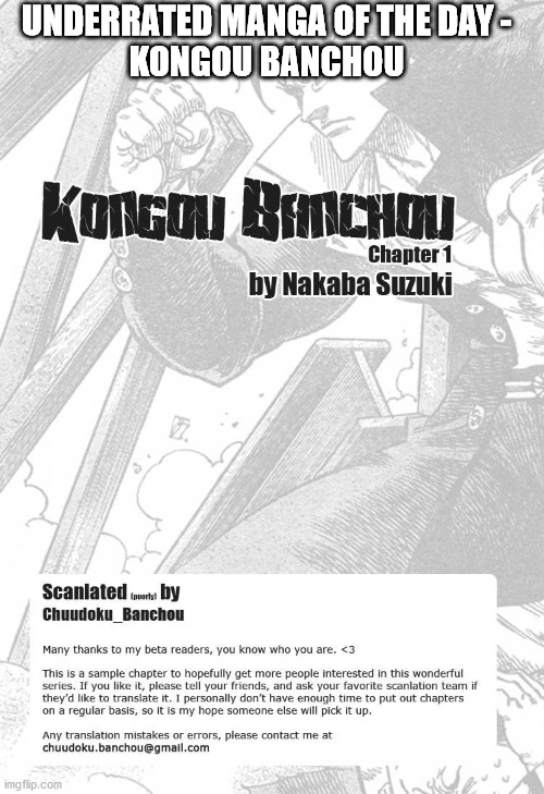 Going to try to find underrated but good manga to post about and recommend. | UNDERRATED MANGA OF THE DAY -
KONGOU BANCHOU | image tagged in anime,manga | made w/ Imgflip meme maker
