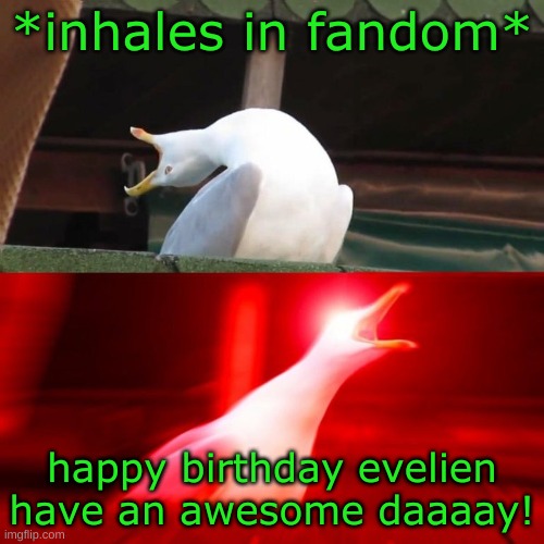 wooooooo!! |  *inhales in fandom*; happy birthday evelien have an awesome daaaay! | image tagged in boy seagull,birthday,jacksepticeye | made w/ Imgflip meme maker