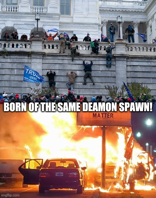BORN OF THE SAME DEAMON SPAWN! | image tagged in trumpism 2021,black lives matter | made w/ Imgflip meme maker