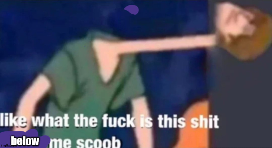 like what the fuck is this shit above me scoob? | below | image tagged in like what the fuck is this shit above me scoob | made w/ Imgflip meme maker