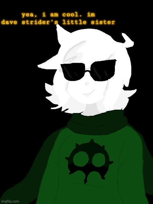 yea, i am cool. im dave strider's little sister | image tagged in godtier nora | made w/ Imgflip meme maker