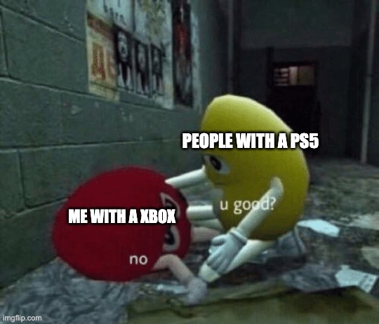 You good? | ME WITH A XBOX PEOPLE WITH A PS5 | image tagged in you good | made w/ Imgflip meme maker