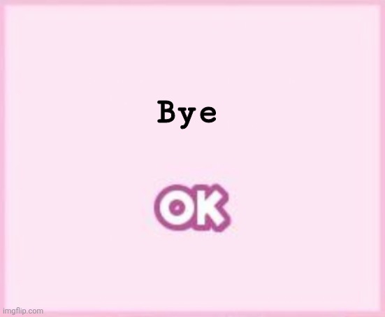 ok | Bye | image tagged in ok | made w/ Imgflip meme maker