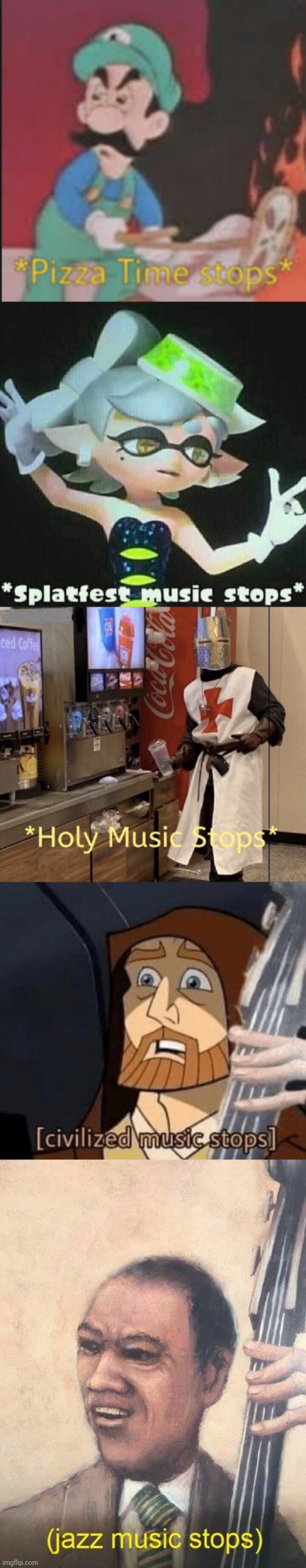 image tagged in pizza time stops,splatfest music stops,holy music stops,civilized music stops,jazz music stops | made w/ Imgflip meme maker