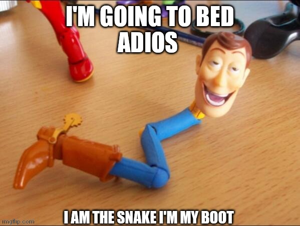 No | I'M GOING TO BED
ADIOS | image tagged in no | made w/ Imgflip meme maker