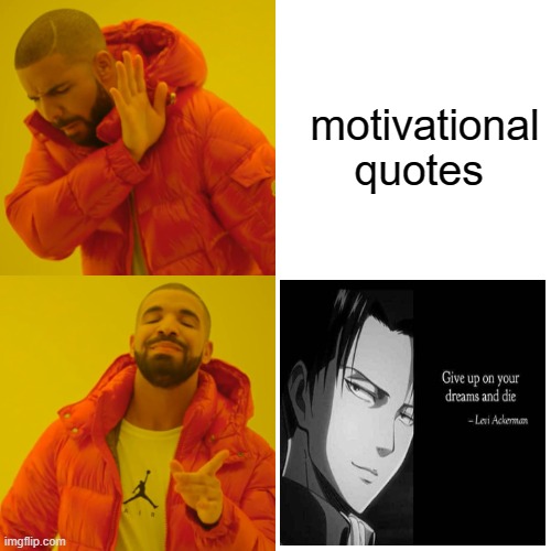 levi | motivational quotes | image tagged in memes,drake hotline bling,levi | made w/ Imgflip meme maker