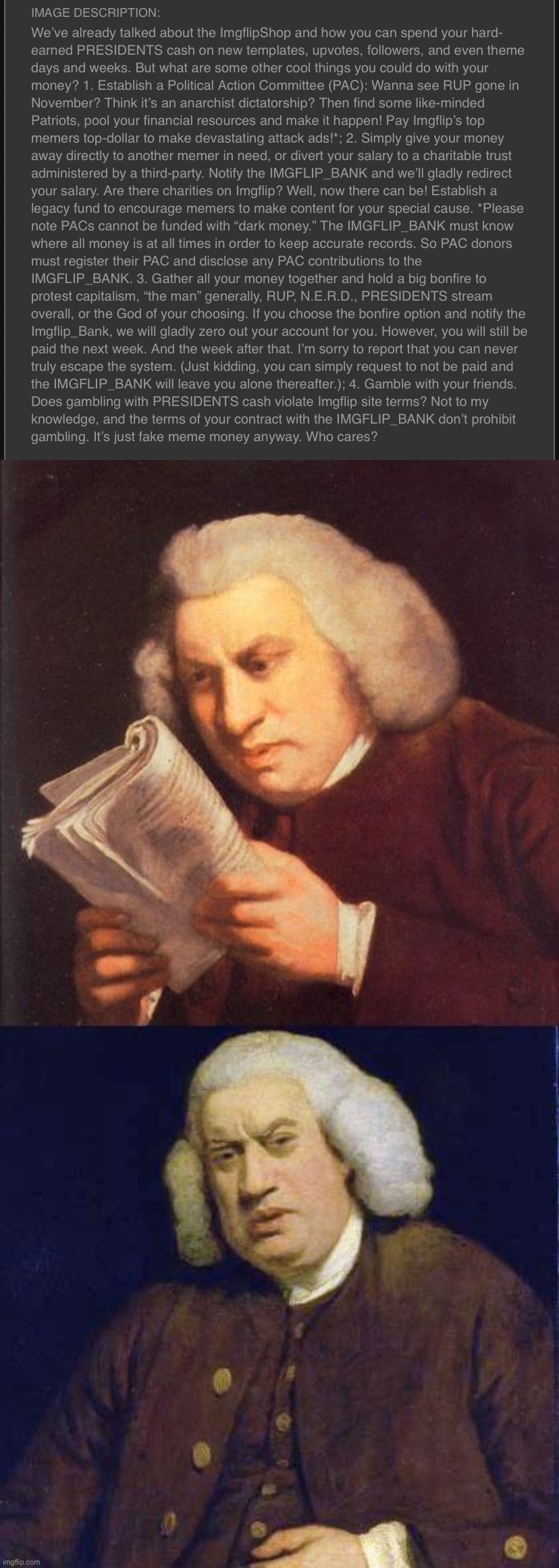 image tagged in presidents cash options,dafuq did i just read | made w/ Imgflip meme maker
