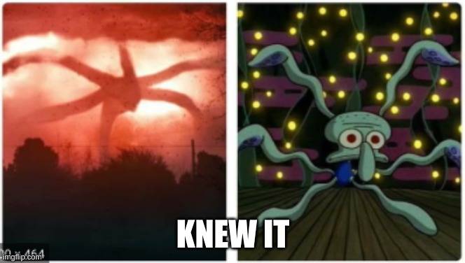 Stranger Squidward | KNEW IT | image tagged in funny memes | made w/ Imgflip meme maker