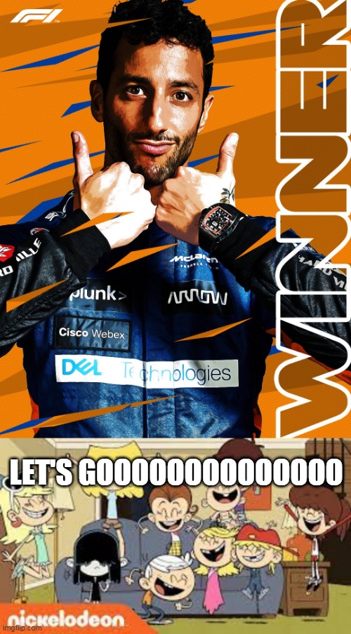 Ricci Wins At Monza | LET'S GOOOOOOOOOOOOOO | image tagged in the loud siblings very happy,f1,australia | made w/ Imgflip meme maker
