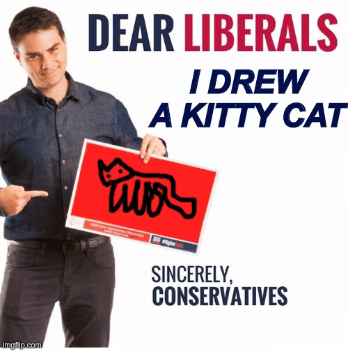 Ben Shapiro Dear Liberals | I DREW A KITTY CAT | image tagged in ben shapiro dear liberals | made w/ Imgflip meme maker