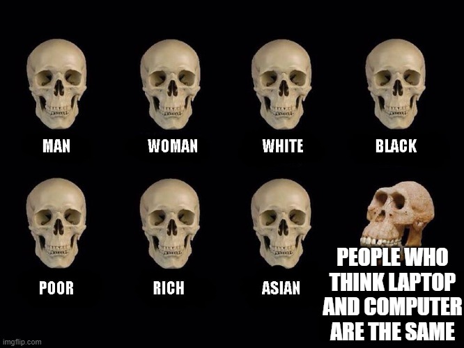 empty skulls of truth | PEOPLE WHO THINK LAPTOP AND COMPUTER ARE THE SAME | image tagged in empty skulls of truth | made w/ Imgflip meme maker