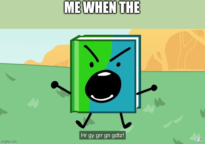 *angy book noises* | ME WHEN THE | image tagged in angy book noises | made w/ Imgflip meme maker