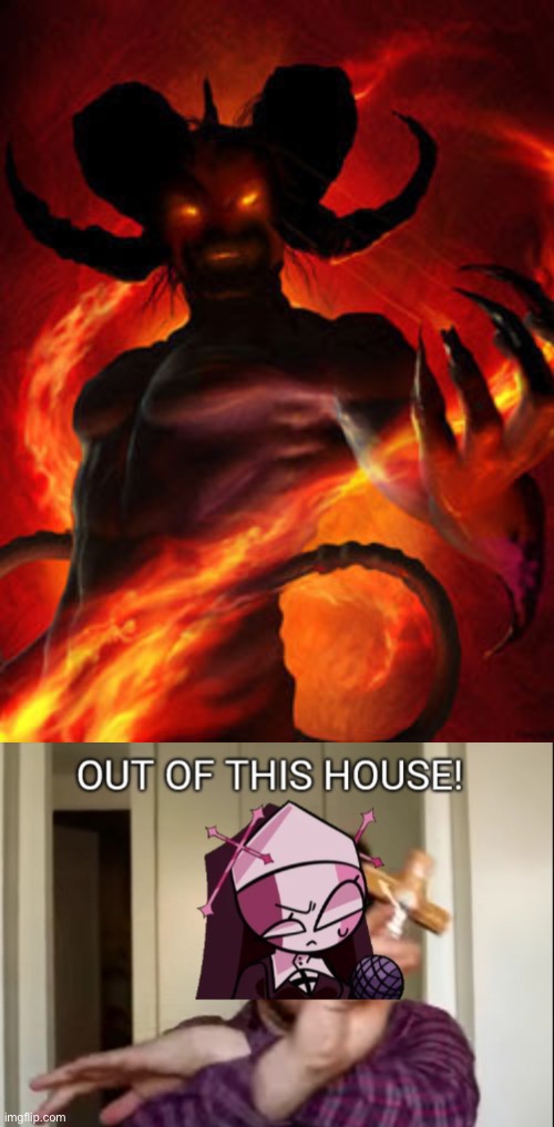 yeah she's trying | image tagged in demon,sarvente out of this house | made w/ Imgflip meme maker