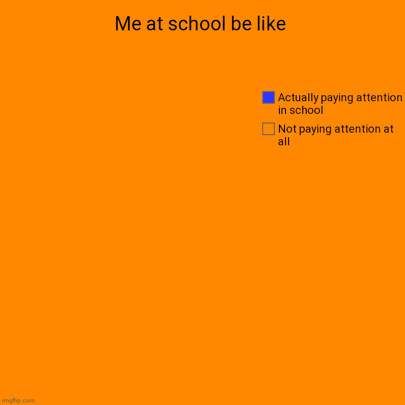 Me at school be like | Not paying attention at all, Actually paying attention in school | image tagged in charts,pie charts | made w/ Imgflip chart maker