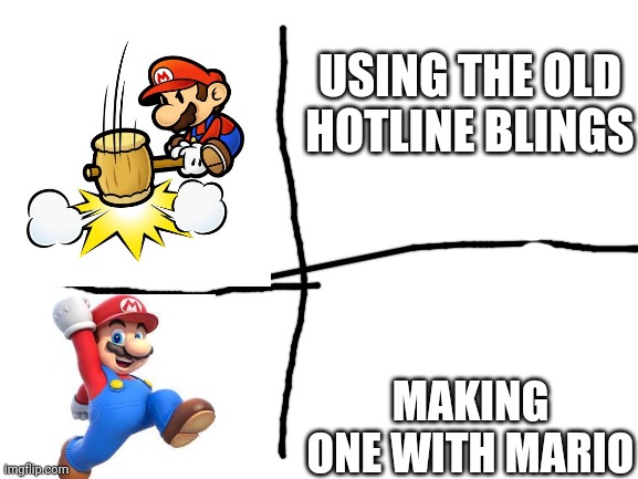 Blank White Template | USING THE OLD HOTLINE BLINGS; MAKING ONE WITH MARIO | image tagged in blank white template | made w/ Imgflip meme maker