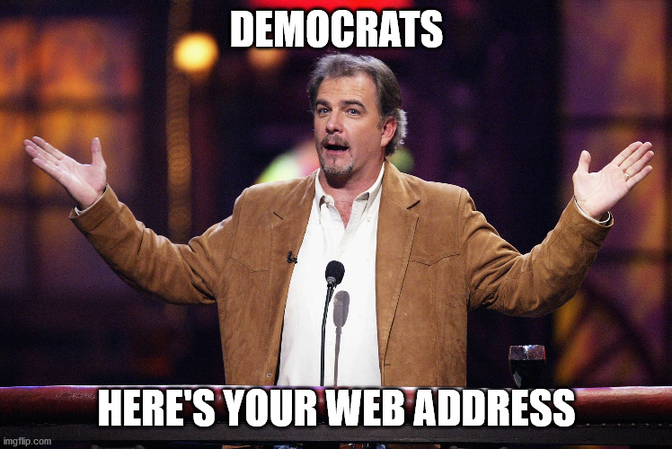 Exasperated Engvall | DEMOCRATS HERE'S YOUR WEB ADDRESS | image tagged in exasperated engvall | made w/ Imgflip meme maker