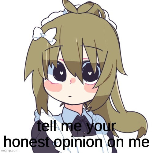 Lily in a maid dress | tell me your honest opinion on me | image tagged in lily in a maid dress | made w/ Imgflip meme maker