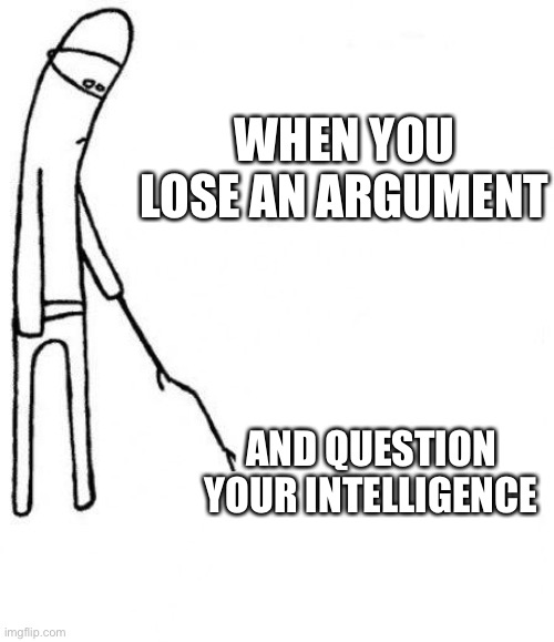 c'mon do something | WHEN YOU LOSE AN ARGUMENT; AND QUESTION YOUR INTELLIGENCE | image tagged in c'mon do something | made w/ Imgflip meme maker