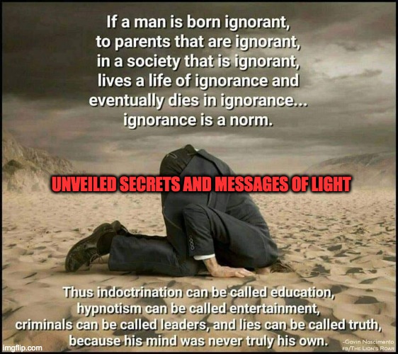  UNVEILED SECRETS AND MESSAGES OF LIGHT | image tagged in ignorance | made w/ Imgflip meme maker