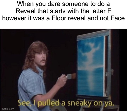 Floor reveal | When you dare someone to do a Reveal that starts with the letter F however it was a Floor reveal and not Face | image tagged in i pulled a sneaky | made w/ Imgflip meme maker