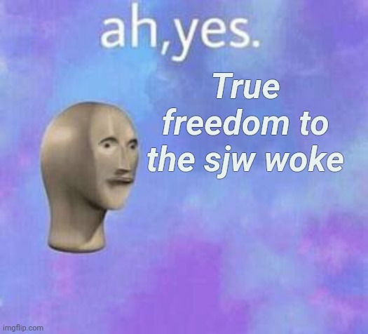 Ah yes | True freedom to the sjw woke | image tagged in ah yes | made w/ Imgflip meme maker