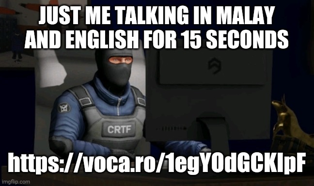 counter-terrorist looking at the computer | JUST ME TALKING IN MALAY AND ENGLISH FOR 15 SECONDS; https://voca.ro/1egYOdGCKIpF | image tagged in computer | made w/ Imgflip meme maker