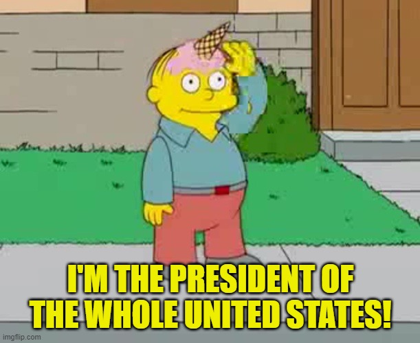 Monkey see, monkey do! |  I'M THE PRESIDENT OF THE WHOLE UNITED STATES! | image tagged in ralph wiggum ice cream,biden,loser | made w/ Imgflip meme maker