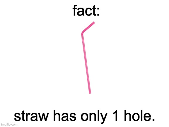 facts | fact:; straw has only 1 hole. | image tagged in blank white template,memes,facts | made w/ Imgflip meme maker
