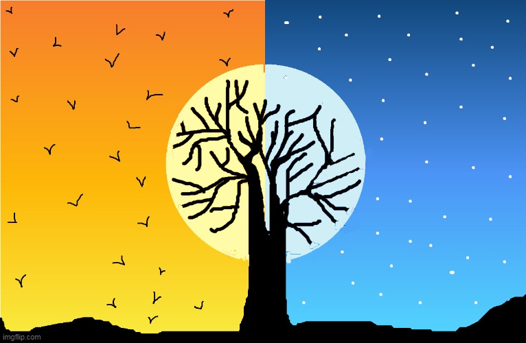 i made this in MS PAINT | image tagged in drawings,trees,ms paint,how's it,night,day | made w/ Imgflip meme maker