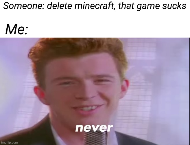 Someone: delete minecraft, that game sucks Me: | made w/ Imgflip meme maker