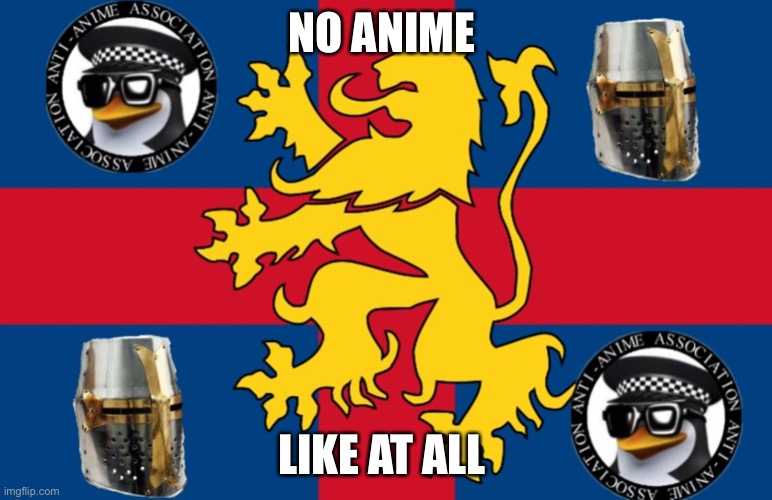 Deus vault | NO ANIME; LIKE AT ALL | image tagged in fak_u_lol flag | made w/ Imgflip meme maker