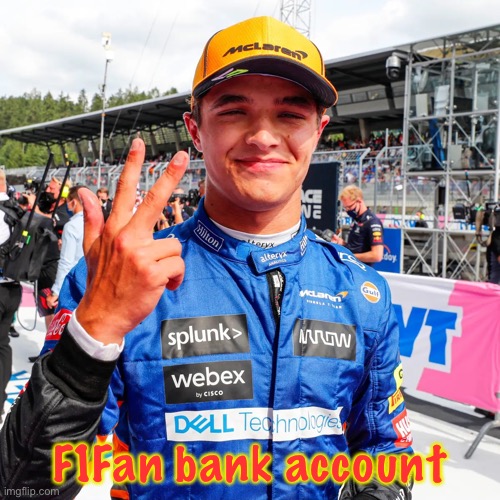 Sir.MemeMan bank account (rank: Congressperson) | F1Fan bank account | image tagged in lando norris | made w/ Imgflip meme maker