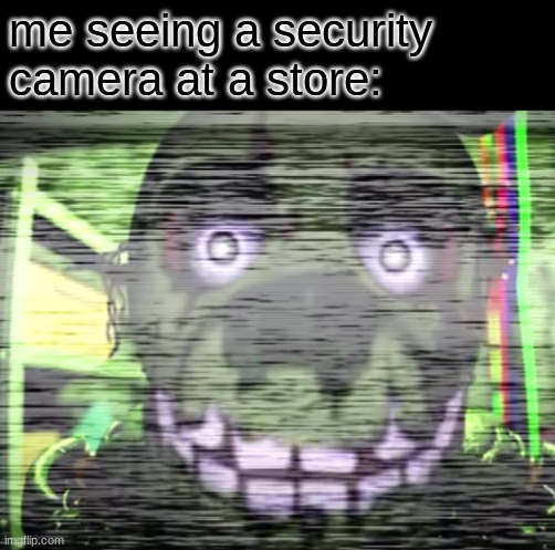 funni | me seeing a security camera at a store: | image tagged in fnaf,fnaf 3,five nights at freddys,five nights at freddy's | made w/ Imgflip meme maker