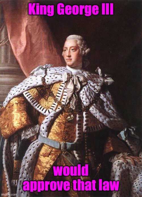 King George III | King George III would approve that law | image tagged in king george iii | made w/ Imgflip meme maker