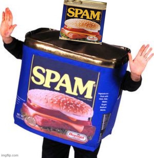 SPAM POLICY | image tagged in spam on spam | made w/ Imgflip meme maker