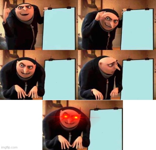 red eyes gru five frames Meme Generator - Imgflip