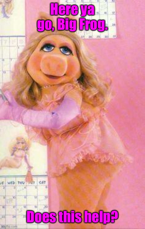 Miss Piggy | Here ya go, Big Frog. Does this help? | image tagged in miss piggy | made w/ Imgflip meme maker