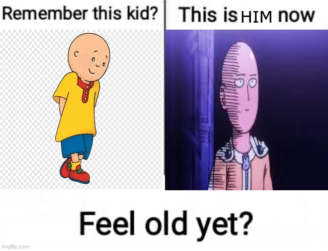 remember caillou? this is him now. feel old yet? | HIM | image tagged in remember this kid,caillou,one punch man,cartoon,anime | made w/ Imgflip meme maker