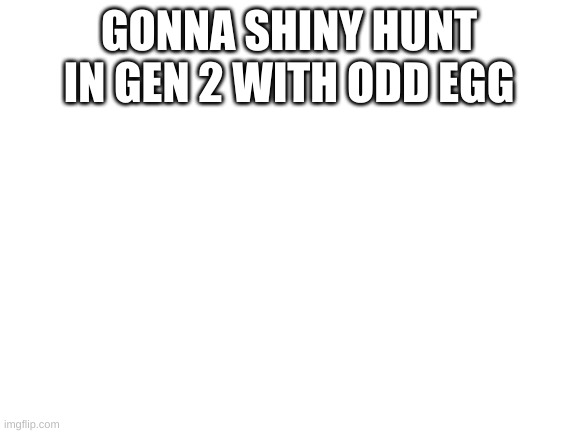 Blank White Template | GONNA SHINY HUNT IN GEN 2 WITH ODD EGG | image tagged in blank white template | made w/ Imgflip meme maker