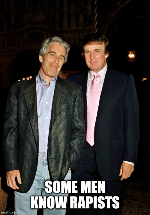 epstein trump | SOME MEN KNOW RAPISTS | image tagged in epstein trump | made w/ Imgflip meme maker