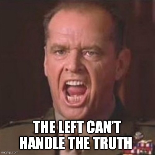 You can't handle the truth | THE LEFT CAN’T HANDLE THE TRUTH | image tagged in you can't handle the truth | made w/ Imgflip meme maker