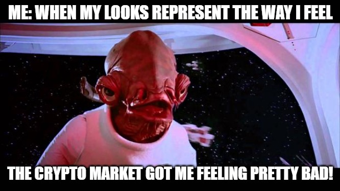 we got this!! | ME: WHEN MY LOOKS REPRESENT THE WAY I FEEL; THE CRYPTO MARKET GOT ME FEELING PRETTY BAD! | image tagged in it's a trap,star wars,star wars no,starwars,star wars kills disney,star wars bb-8 | made w/ Imgflip meme maker