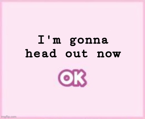 ok | I'm gonna head out now | image tagged in ok | made w/ Imgflip meme maker