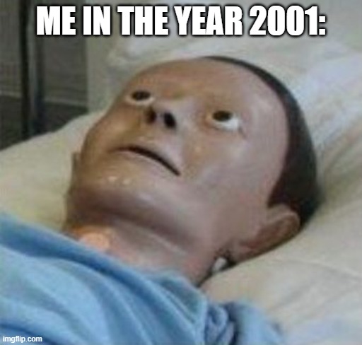 cpr dummy | ME IN THE YEAR 2001: | image tagged in cpr dummy | made w/ Imgflip meme maker
