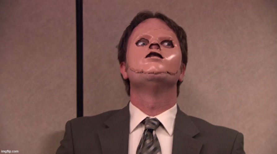 Dwight Schrute The Office CPR Dummy Face Mask Hannibal | image tagged in dwight schrute the office cpr dummy face mask hannibal | made w/ Imgflip meme maker