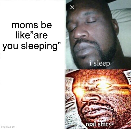 Sleeping Shaq | moms be like”are you sleeping” | image tagged in memes,sleeping shaq | made w/ Imgflip meme maker