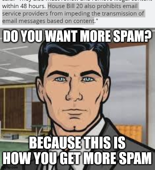 DO YOU WANT MORE SPAM? BECAUSE THIS IS HOW YOU GET MORE SPAM | image tagged in do you want ants archer | made w/ Imgflip meme maker