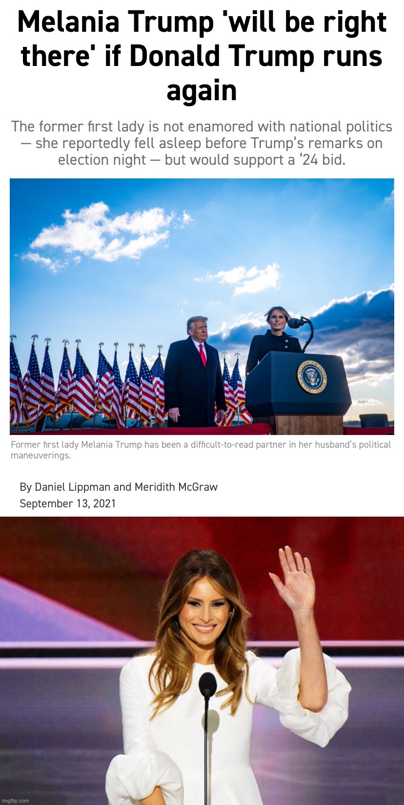omg i love her so much. together they can do anything!! | image tagged in melania trump 2024,melania trump wave,melania trump,donald trump,melania trump meme,trump and melania | made w/ Imgflip meme maker